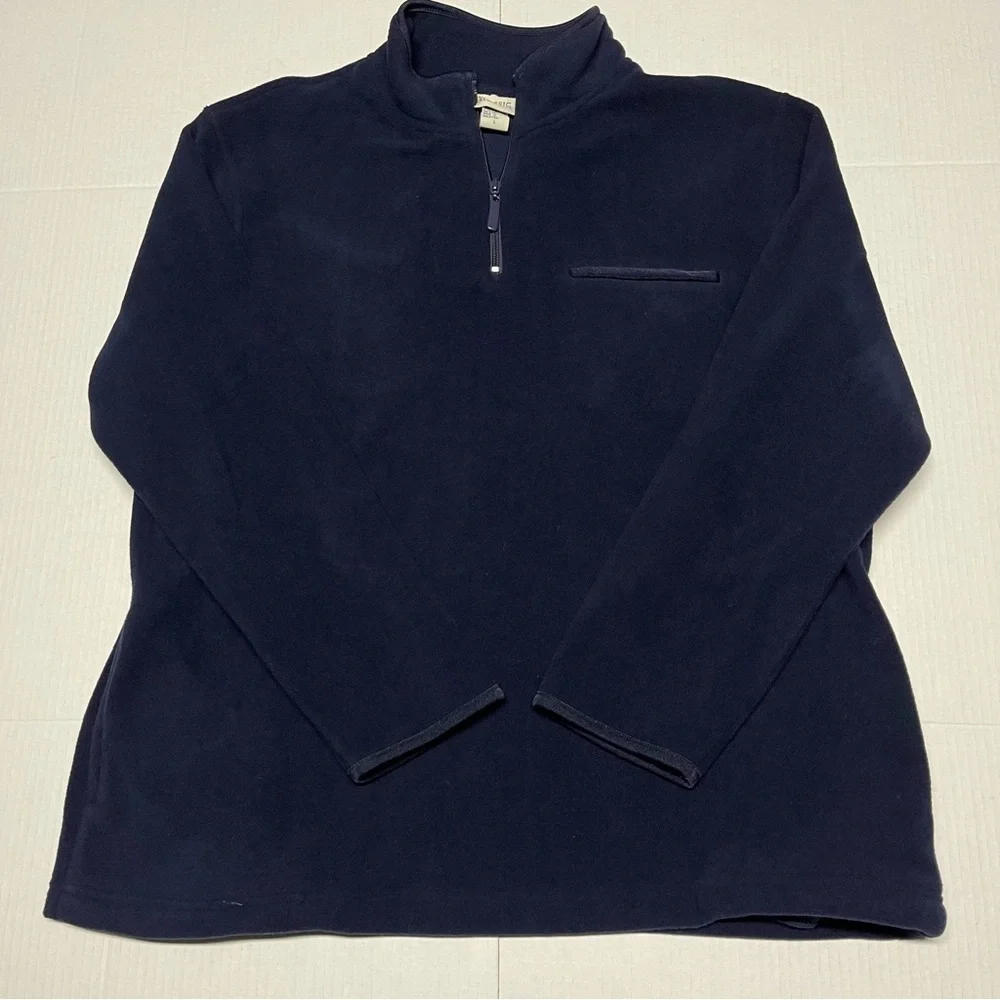 Vintage Men's Navy Blue Quarter Zip Sweater
